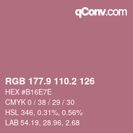 カラーコード: RGB 177.9 110.2 126 | qconv.com