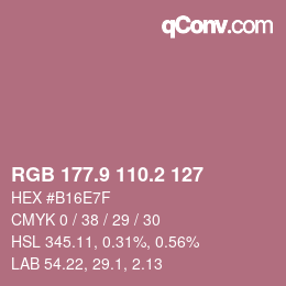 カラーコード: RGB 177.9 110.2 127 | qconv.com