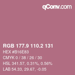カラーコード: RGB 177.9 110.2 131 | qconv.com