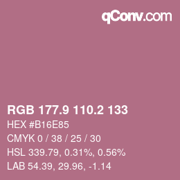 カラーコード: RGB 177.9 110.2 133 | qconv.com