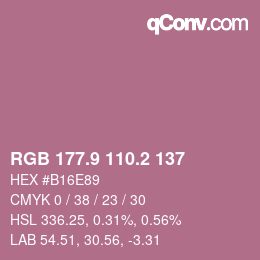 カラーコード: RGB 177.9 110.2 137 | qconv.com