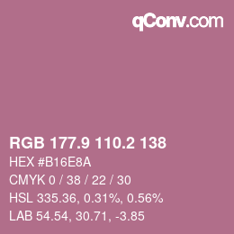 カラーコード: RGB 177.9 110.2 138 | qconv.com