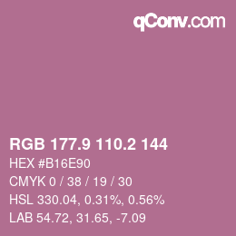 Color code: RGB 177.9 110.2 144 | qconv.com