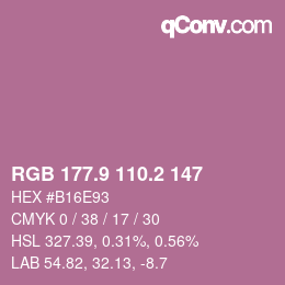 カラーコード: RGB 177.9 110.2 147 | qconv.com