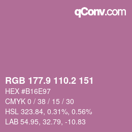 カラーコード: RGB 177.9 110.2 151 | qconv.com