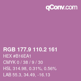 カラーコード: RGB 177.9 110.2 161 | qconv.com