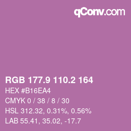 カラーコード: RGB 177.9 110.2 164 | qconv.com