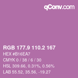 カラーコード: RGB 177.9 110.2 167 | qconv.com