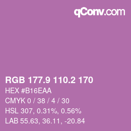 カラーコード: RGB 177.9 110.2 170 | qconv.com