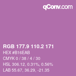 カラーコード: RGB 177.9 110.2 171 | qconv.com