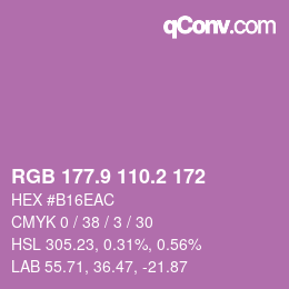 カラーコード: RGB 177.9 110.2 172 | qconv.com