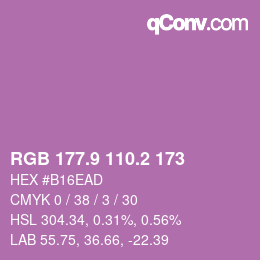 カラーコード: RGB 177.9 110.2 173 | qconv.com