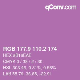カラーコード: RGB 177.9 110.2 174 | qconv.com
