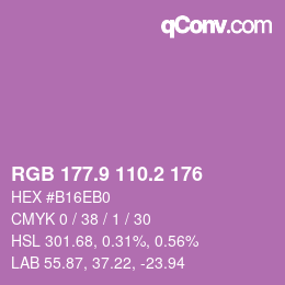 カラーコード: RGB 177.9 110.2 176 | qconv.com