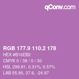 カラーコード: RGB 177.9 110.2 178 | qconv.com
