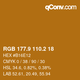 カラーコード: RGB 177.9 110.2 18 | qconv.com