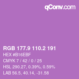 カラーコード: RGB 177.9 110.2 191 | qconv.com