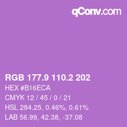 カラーコード: RGB 177.9 110.2 202 | qconv.com
