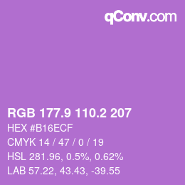 カラーコード: RGB 177.9 110.2 207 | qconv.com