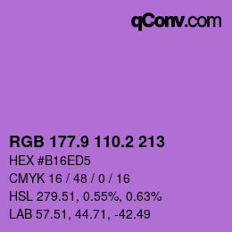 カラーコード: RGB 177.9 110.2 213 | qconv.com