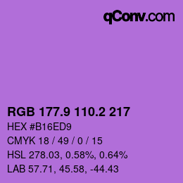 カラーコード: RGB 177.9 110.2 217 | qconv.com