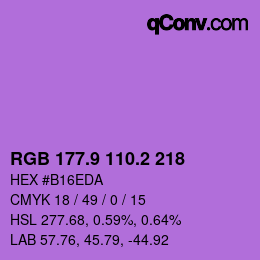 カラーコード: RGB 177.9 110.2 218 | qconv.com