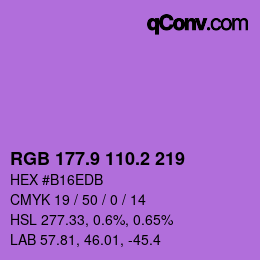 カラーコード: RGB 177.9 110.2 219 | qconv.com