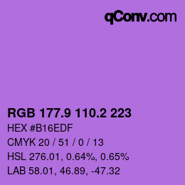 カラーコード: RGB 177.9 110.2 223 | qconv.com