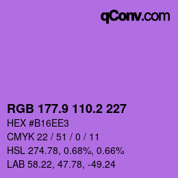 カラーコード: RGB 177.9 110.2 227 | qconv.com