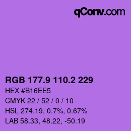 カラーコード: RGB 177.9 110.2 229 | qconv.com