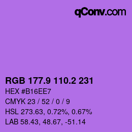 カラーコード: RGB 177.9 110.2 231 | qconv.com