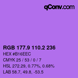 カラーコード: RGB 177.9 110.2 236 | qconv.com