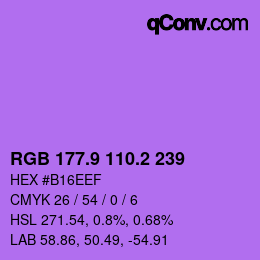 カラーコード: RGB 177.9 110.2 239 | qconv.com