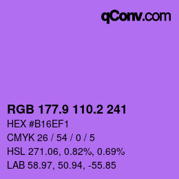 カラーコード: RGB 177.9 110.2 241 | qconv.com