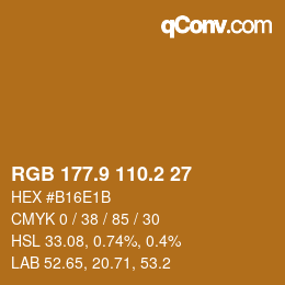 カラーコード: RGB 177.9 110.2 27 | qconv.com