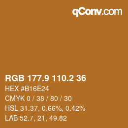 カラーコード: RGB 177.9 110.2 36 | qconv.com