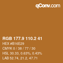カラーコード: RGB 177.9 110.2 41 | qconv.com