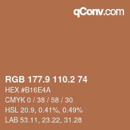 Color code: RGB 177.9 110.2 74 | qconv.com