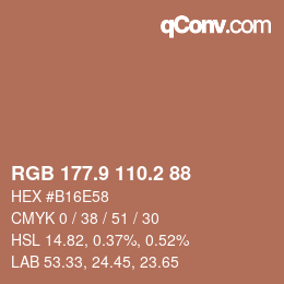 カラーコード: RGB 177.9 110.2 88 | qconv.com