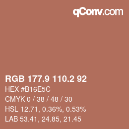 Color code: RGB 177.9 110.2 92 | qconv.com