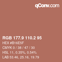 Color code: RGB 177.9 110.2 95 | qconv.com