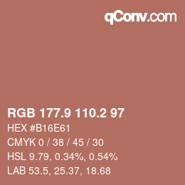 Color code: RGB 177.9 110.2 97 | qconv.com