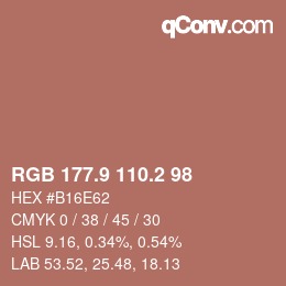 カラーコード: RGB 177.9 110.2 98 | qconv.com