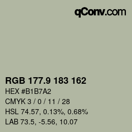 Color code: RGB 177.9 183 162 | qconv.com