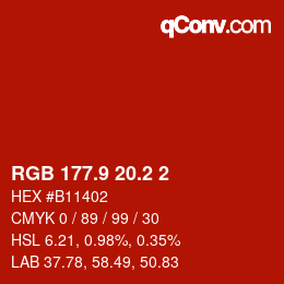 カラーコード: RGB 177.9 20.2 2 | qconv.com