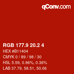 カラーコード: RGB 177.9 20.2 4 | qconv.com