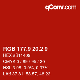 カラーコード: RGB 177.9 20.2 9 | qconv.com