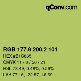 カラーコード: RGB 177.9 200.2 101 | qconv.com