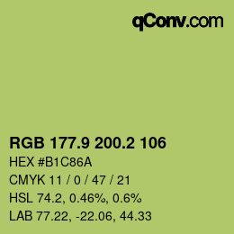 カラーコード: RGB 177.9 200.2 106 | qconv.com