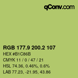 カラーコード: RGB 177.9 200.2 107 | qconv.com